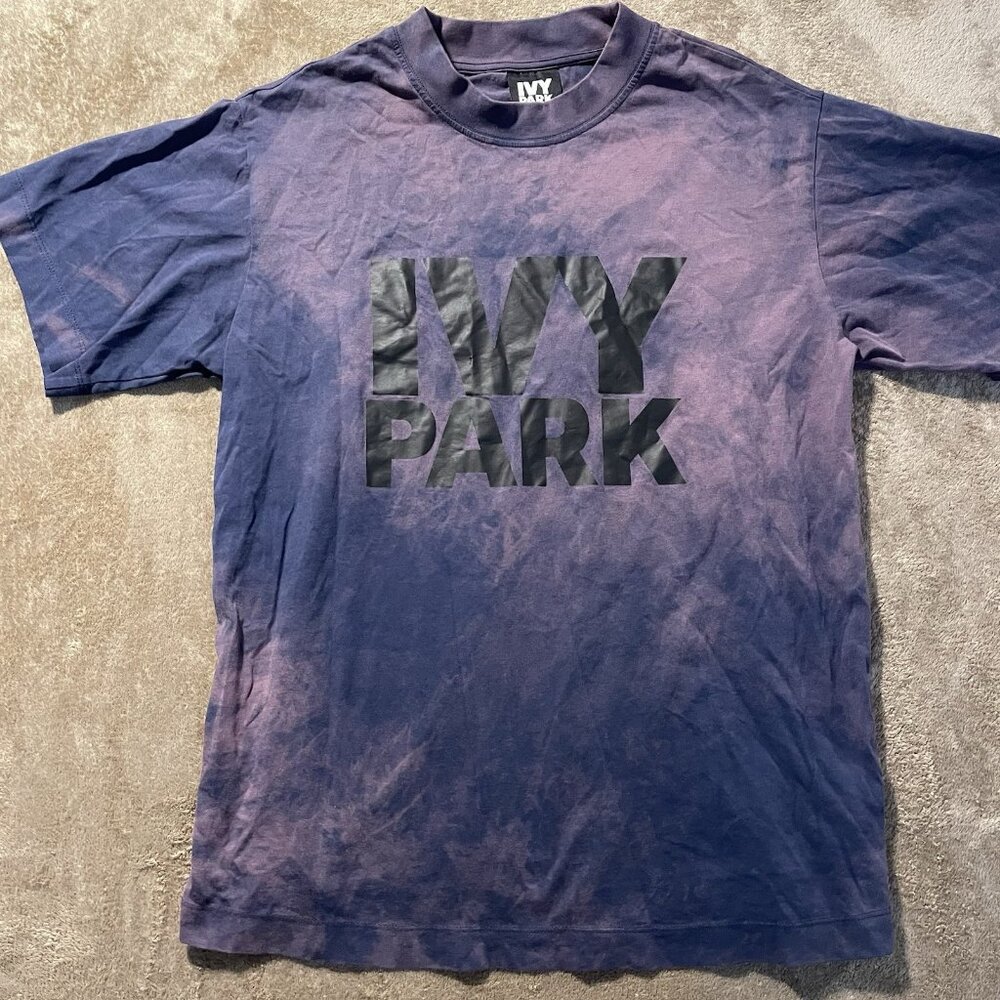 IVY PARK Shirt Adult Size Medium Tie Dye Purple Tshirt Black Short Sleeve Top